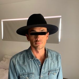 Goorin Bros Nighthawk black wool teardrop crown unisex fedora with leather band